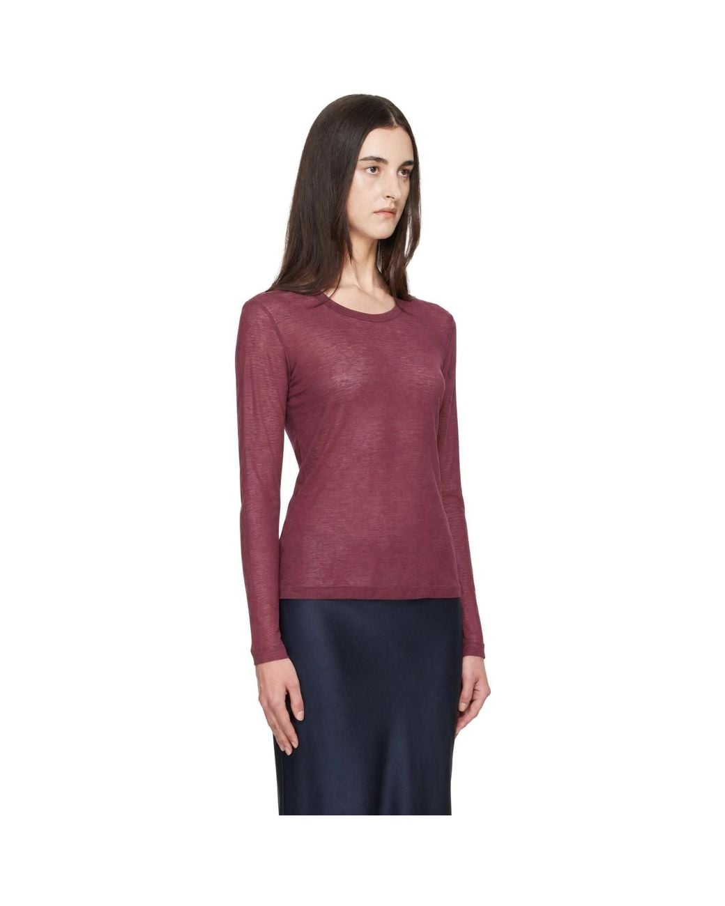 Anine Bing Red Burgundy Silvie Long Sleeve T-Shirt