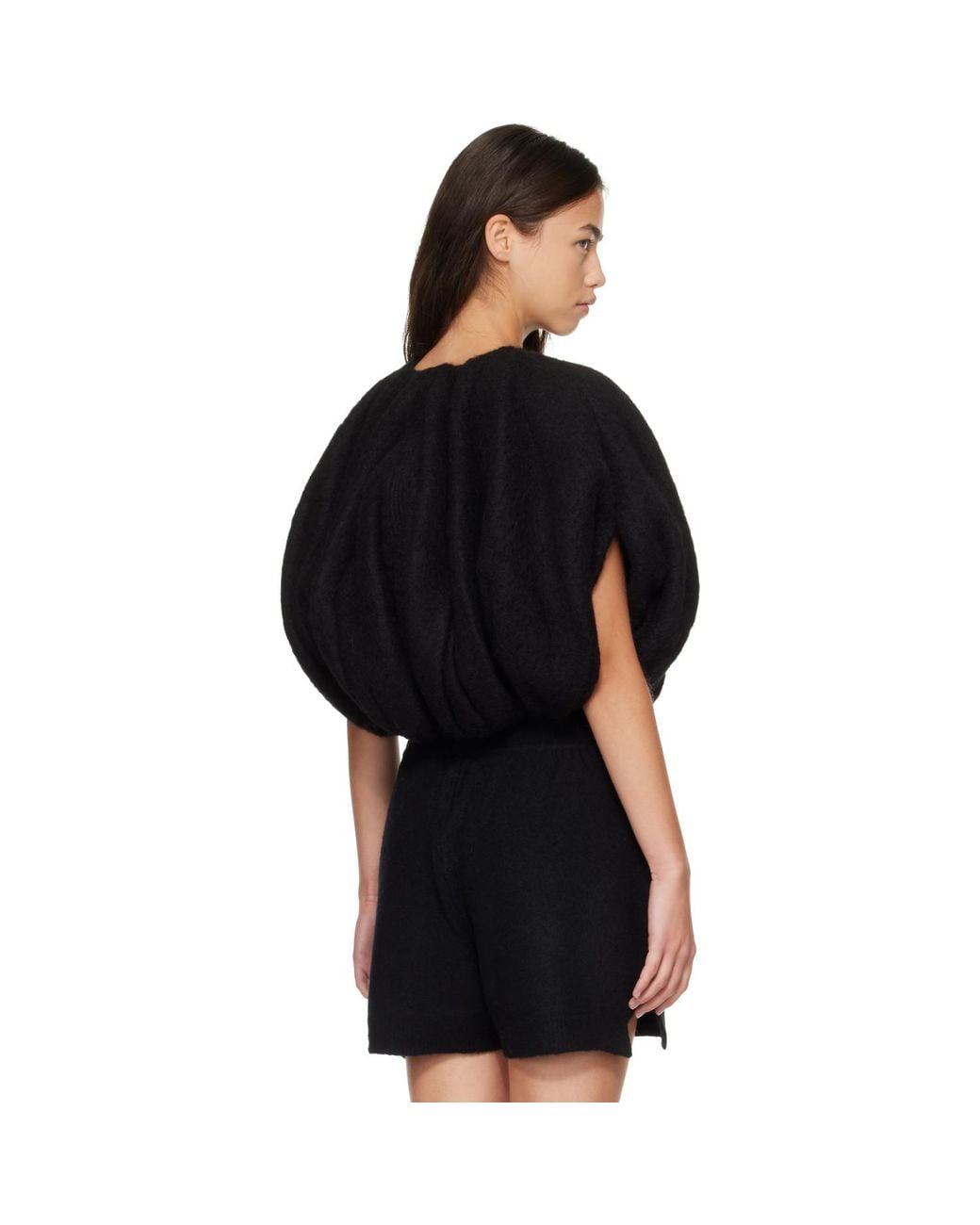 Rick Owens Black Tower Temple Bubble Cropped Sweater