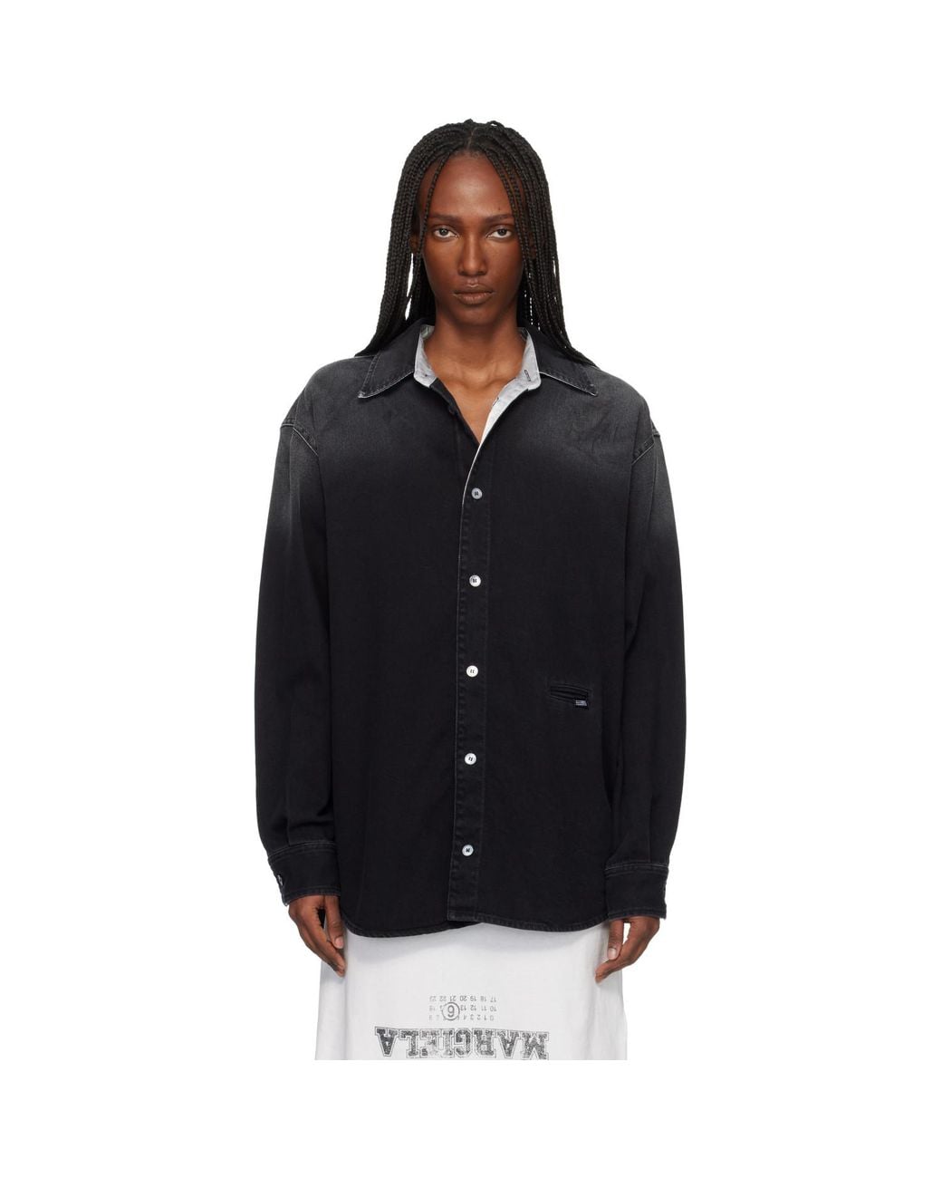 MM6 by Maison Margiela Black Long-Sleeved Denim Shirt