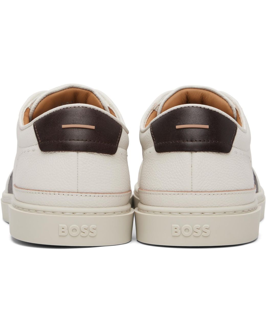Boss White Gary Leather Sneakers for men