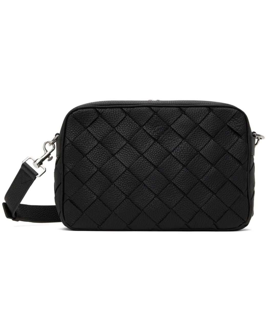 Bottega Veneta Black Medium Intrecciato Camera Bag for men