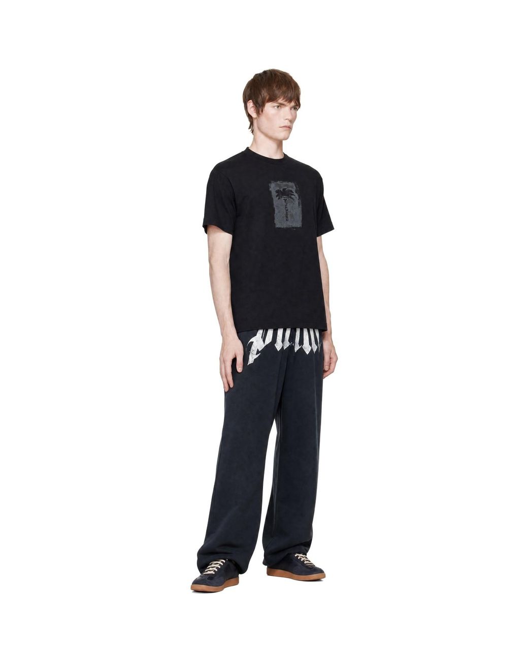 Palm Angels Black Brushed Palm Tree Regular T-Shirt for men