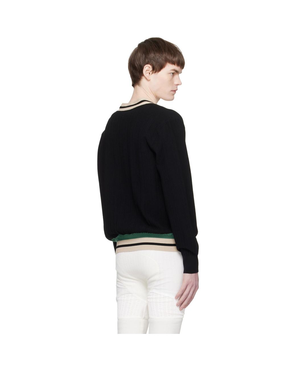 Dries Van Noten Black Block Stripe Cardigan for men