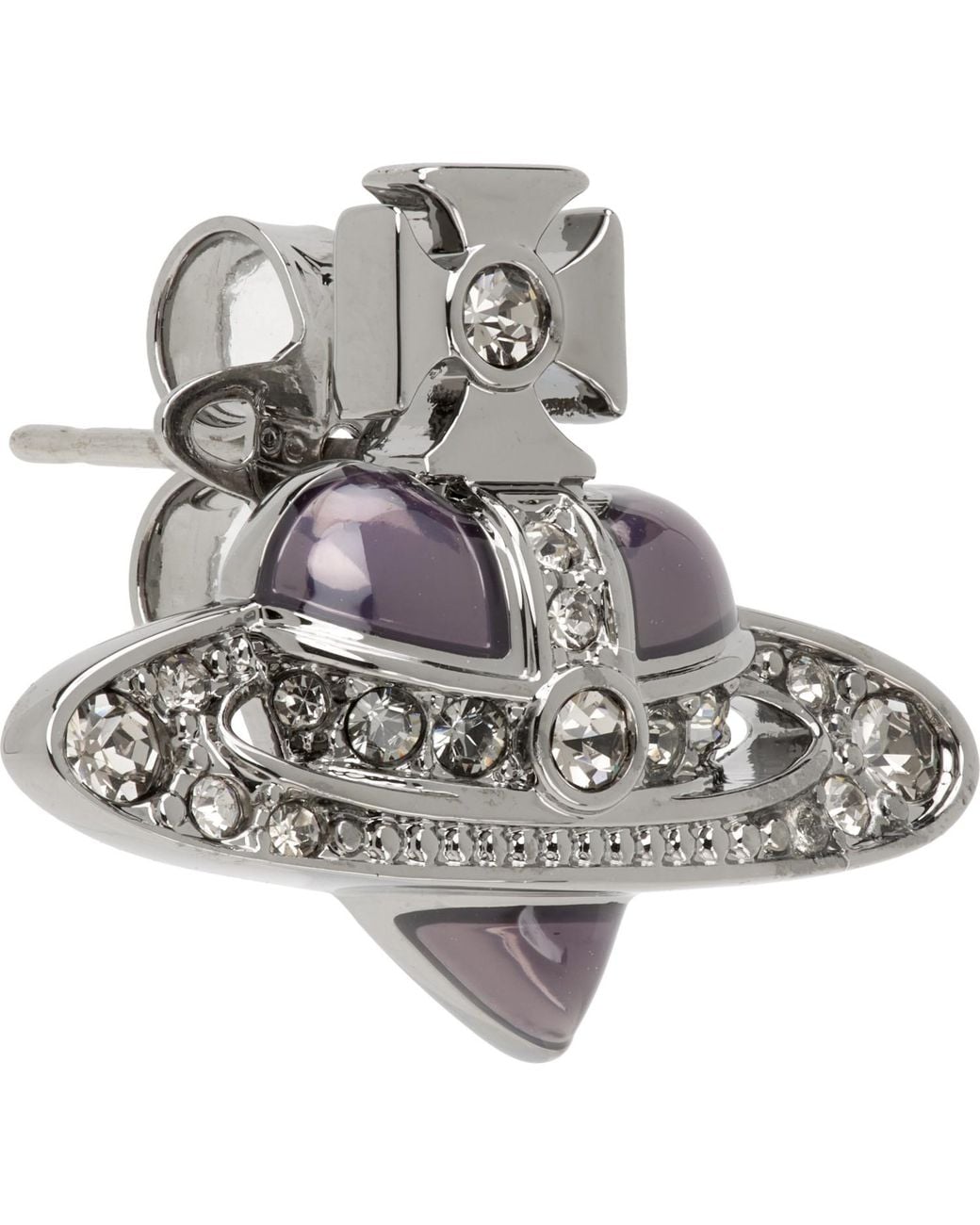 Vivienne Westwood Metallic Diamante Heart Single Stud Earring for men