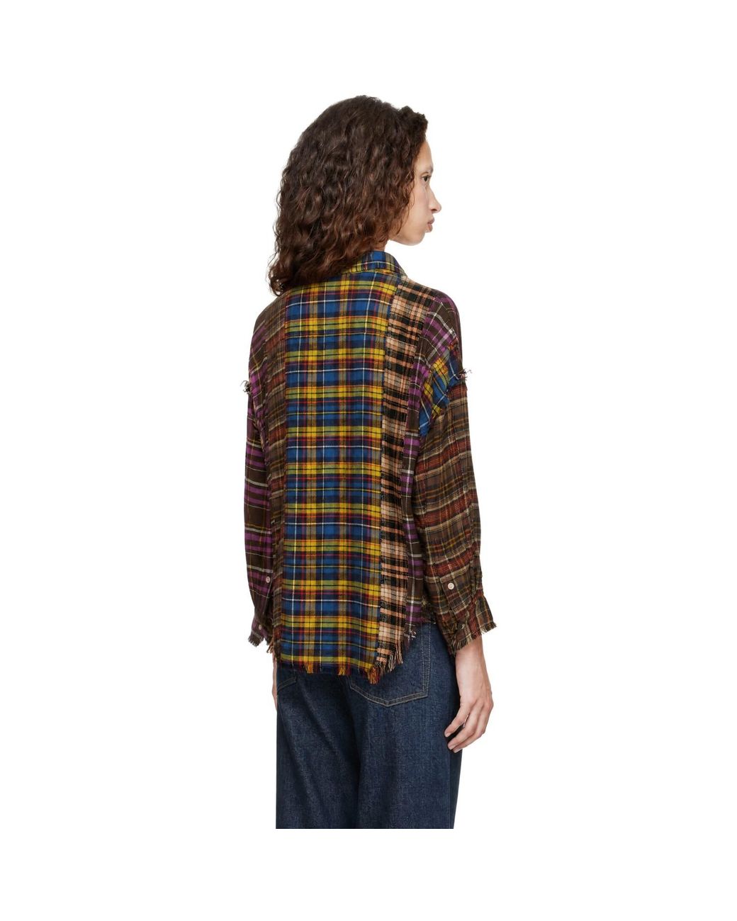 R13 Brown Spliced Drop Neck Shirt