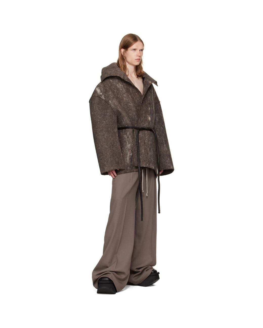 Rick Owens Brown Tower Wide Bela Trousers for men