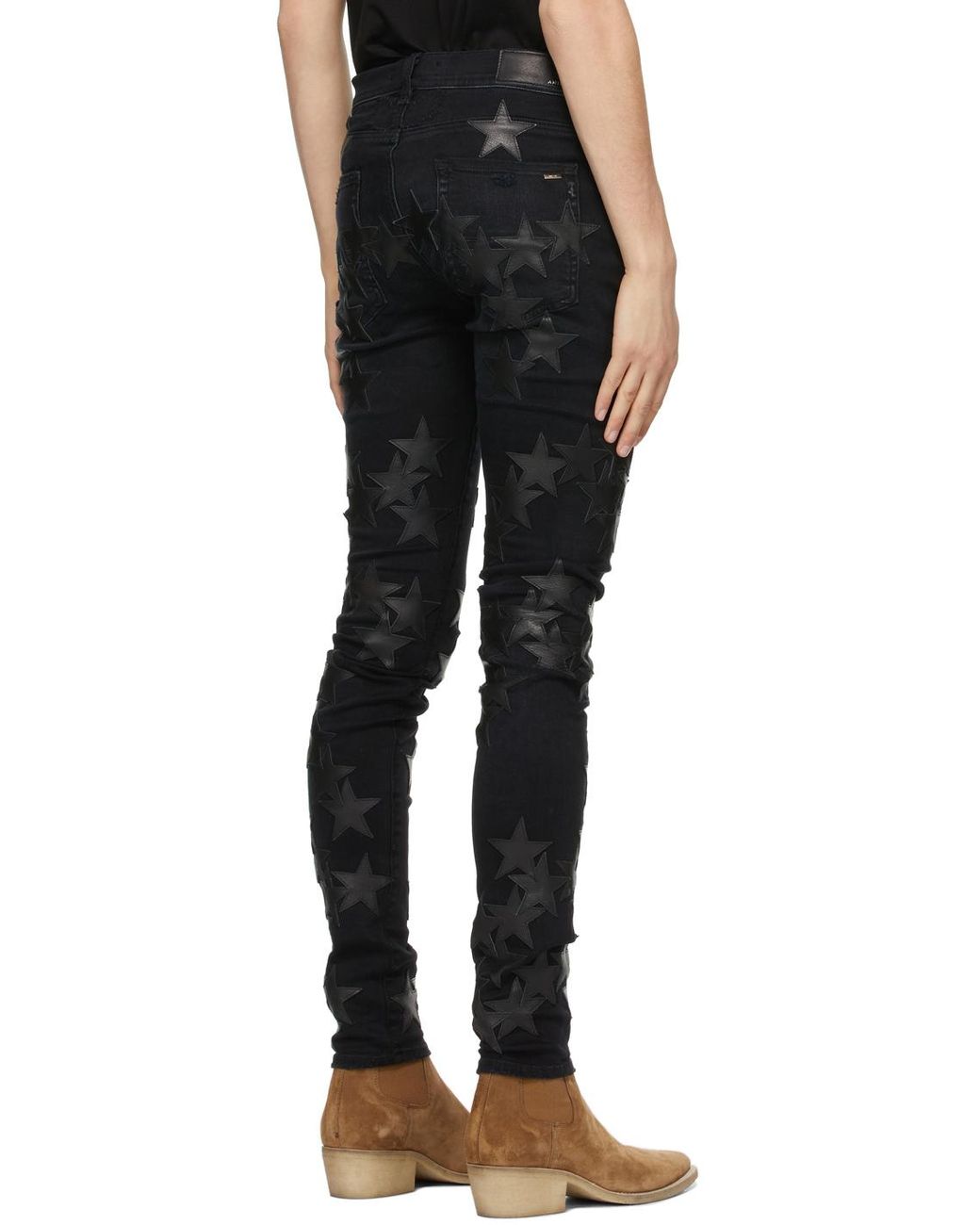 AMIRI star lether jeans 確実正規品 SSENSE Amiri Black Chemist Leather Stars Jeans for Men | Lyst