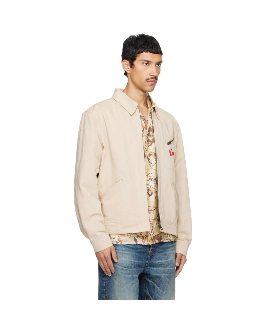 KENZO Natural Paris Varsity' Embroidered Genderless Workwear Jacket for men