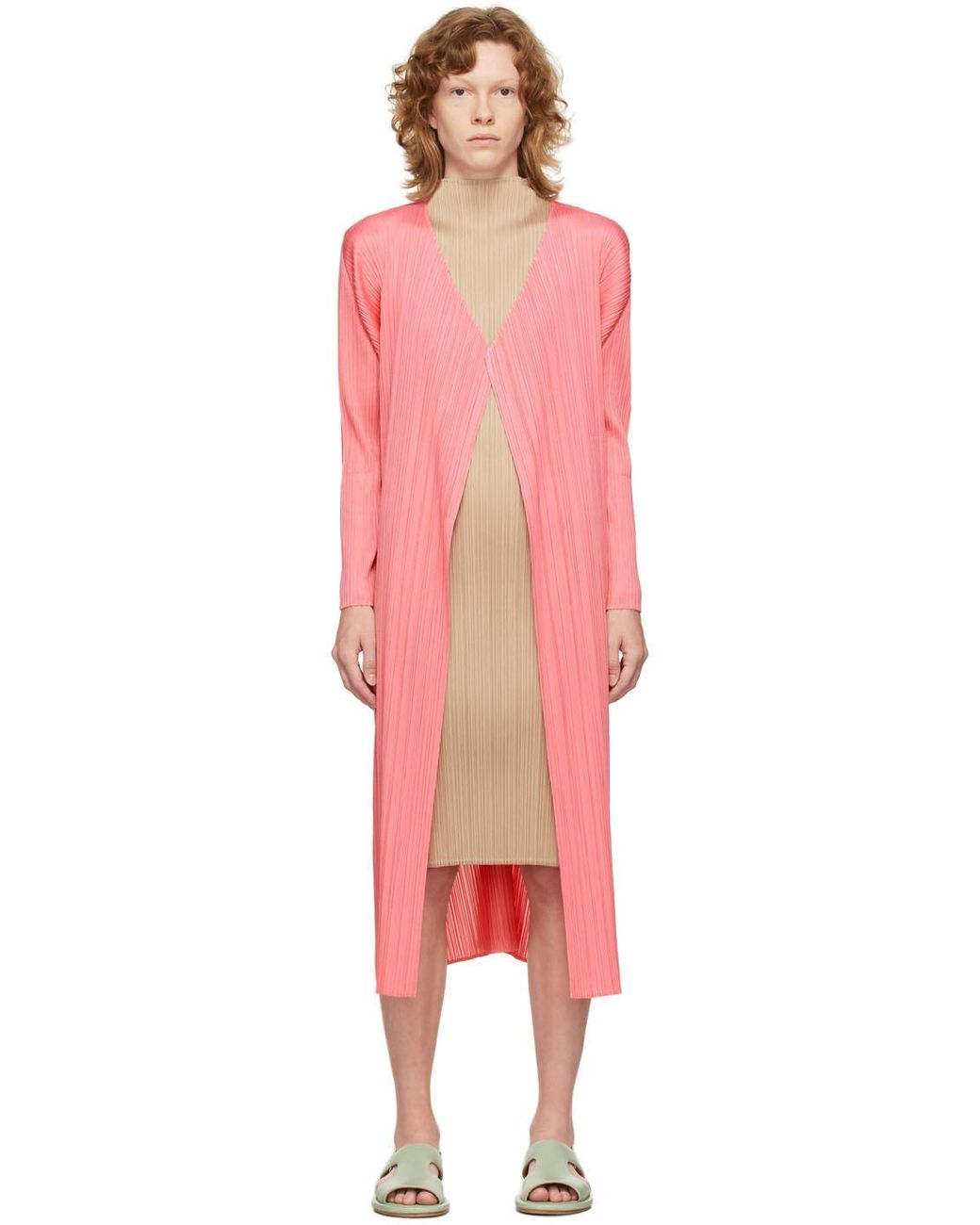 Pleats Please Issey Miyake Pink Bouquet Colors Coat | Lyst