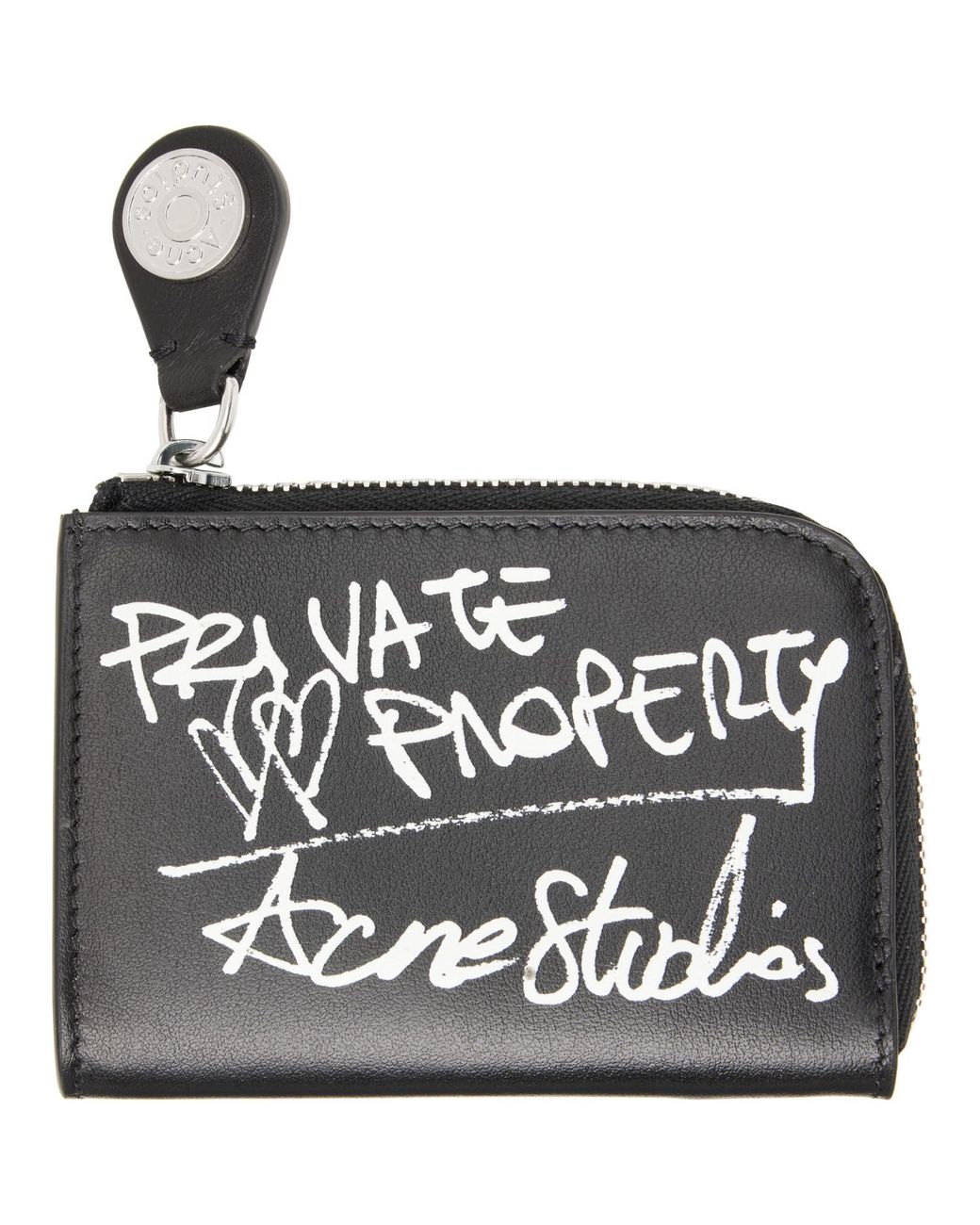 Acne Black Compact Zip Wallet for men