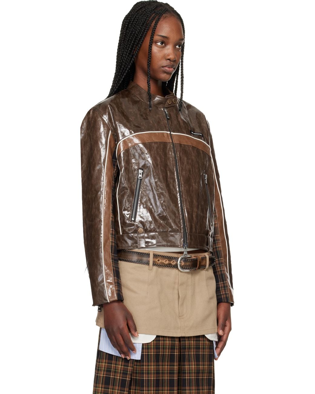 ANDERSSON BELL Black Circuit Track Faux-Leather Jacket