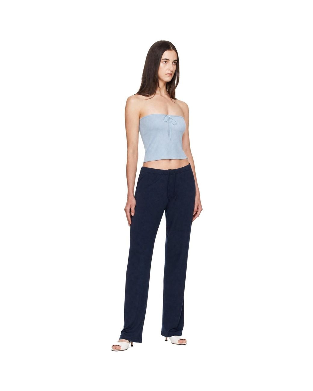 St. Agni Blue Wool Strapless Top