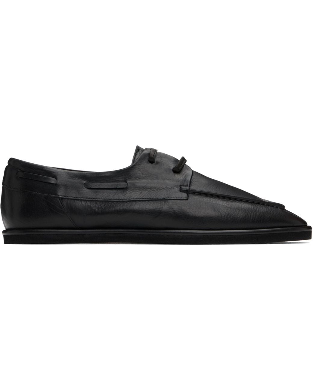 AURALEE Soft Leather Deck Shoes in Black | Lyst UK