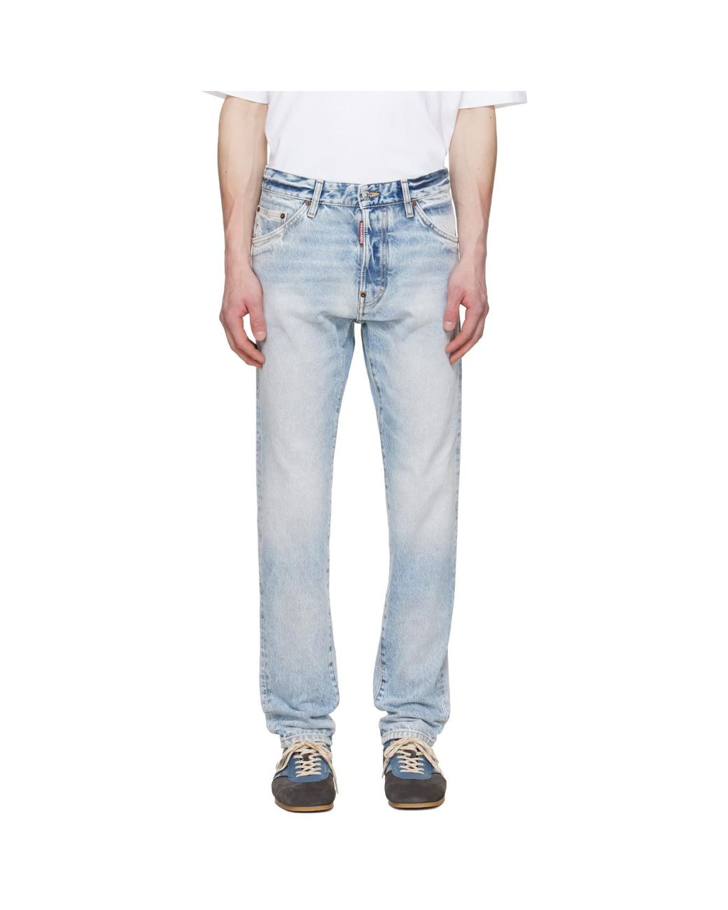 DSquared² Blue Light Diagonale Wash Teddy Jeans for men