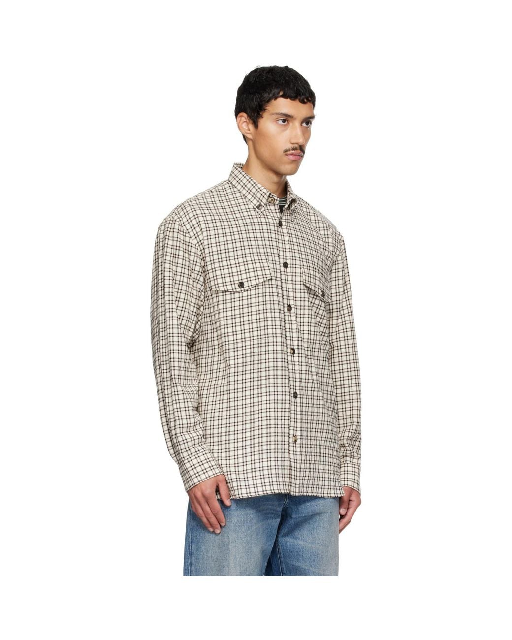 Dries Van Noten Gray Off- Loose Flannel Shirt for men