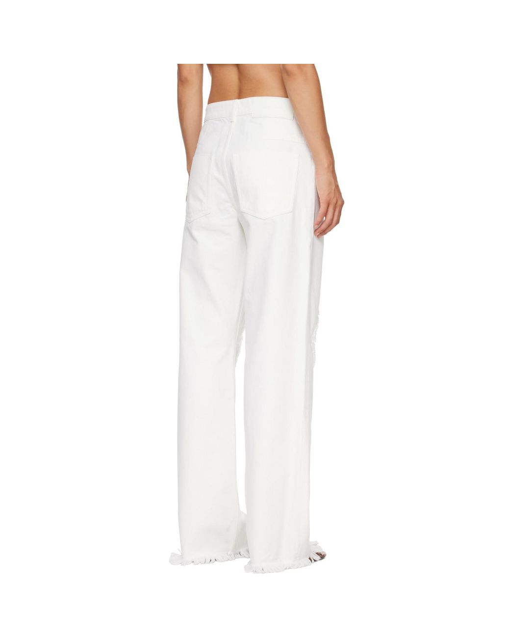 Ferragamo White Frayed Detail Jeans
