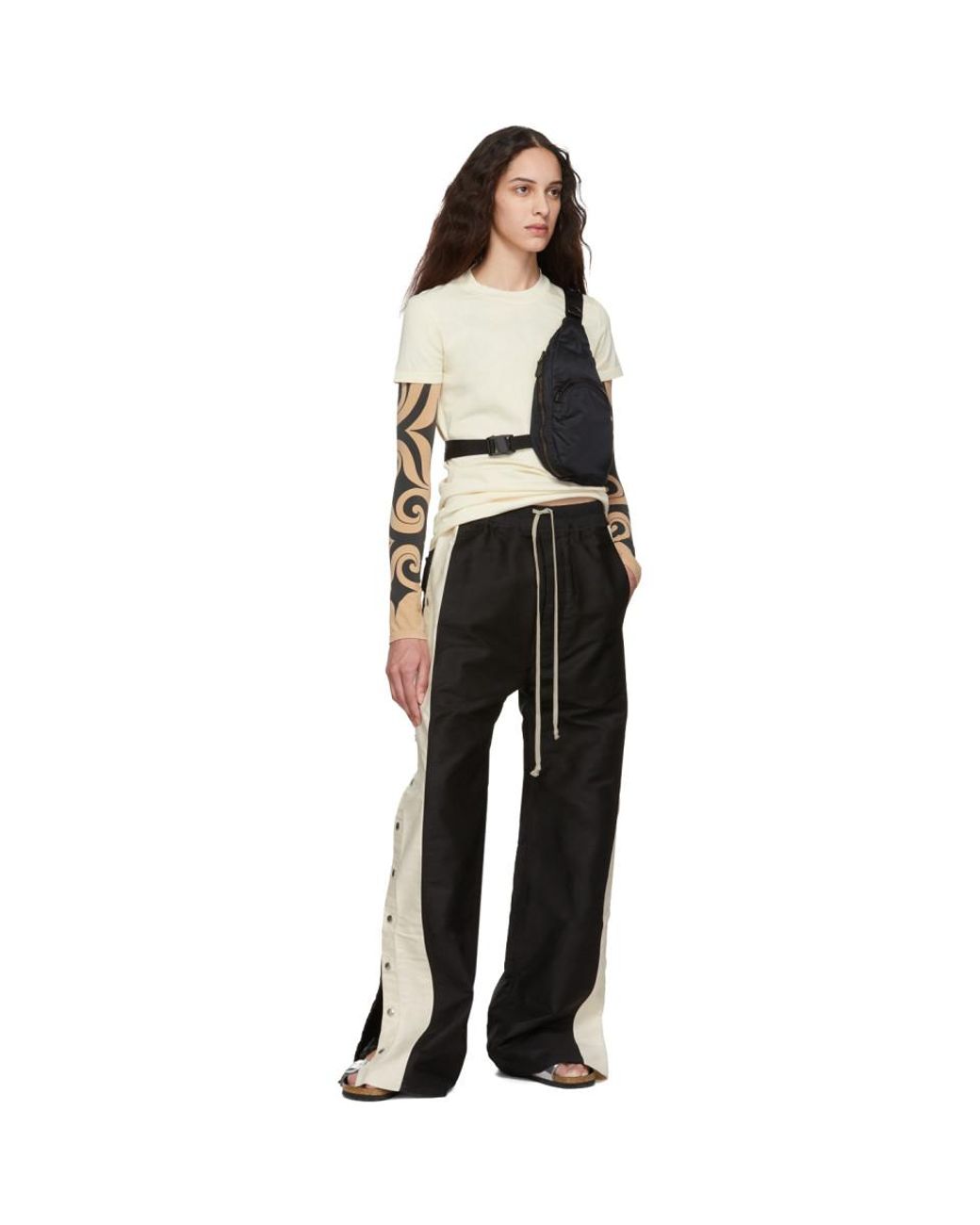 Rick Owens DRKSHDW Black And Off-white Easy Pushers Trousers