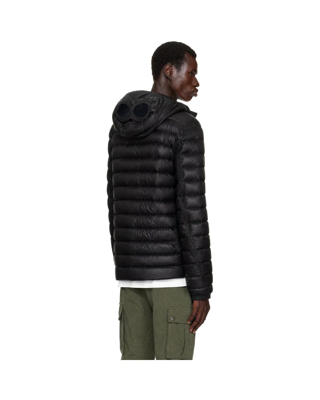C P Company Black D.D. Shell Goggle Down Jacket for men