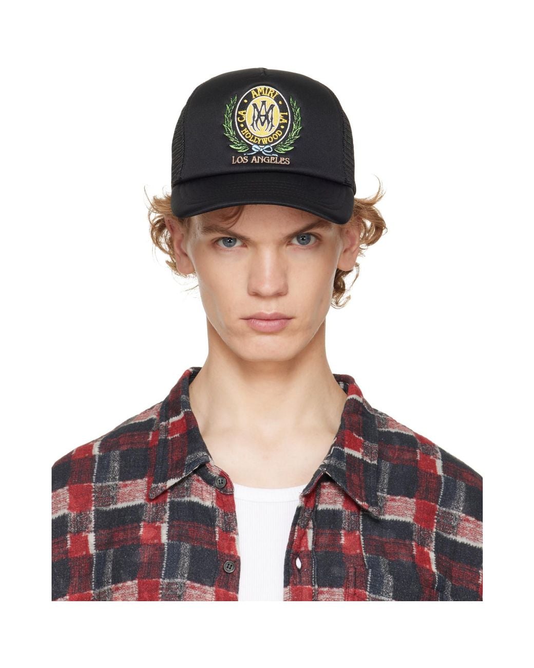 Amiri Blue 'Ma' Crest Trucker Hat for men