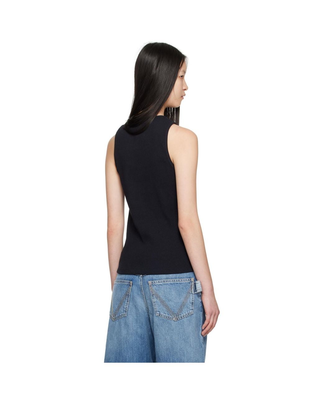 Bottega Veneta Black Logo Patch Tank Top