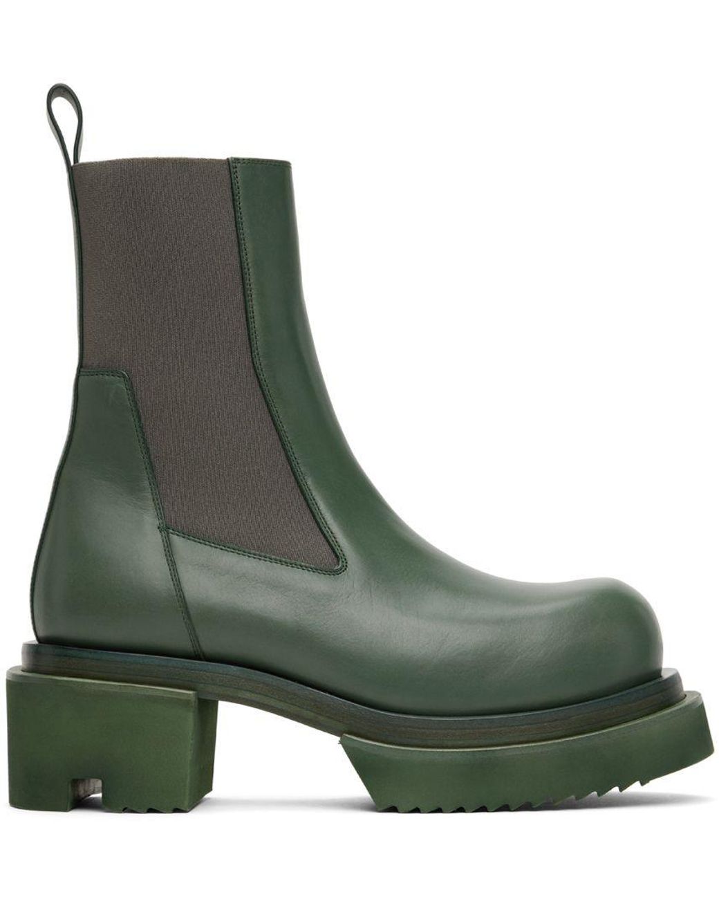 Rick Owens Leather Green Beatle Bogun Boots for Men Lyst