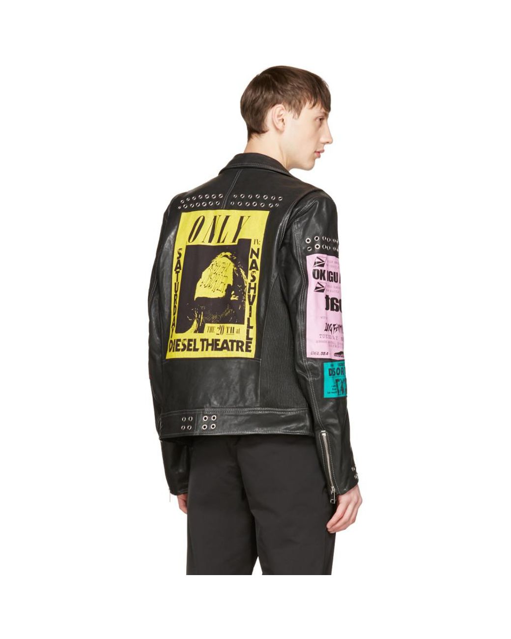 DIESEL Black Leather L-hater-ed Jacket for Men | Lyst