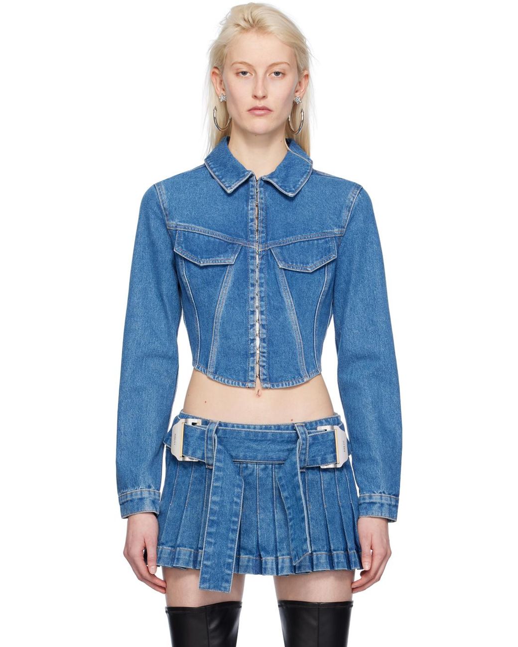 Dion Lee Blue Corset Denim Jacket Lyst Canada
