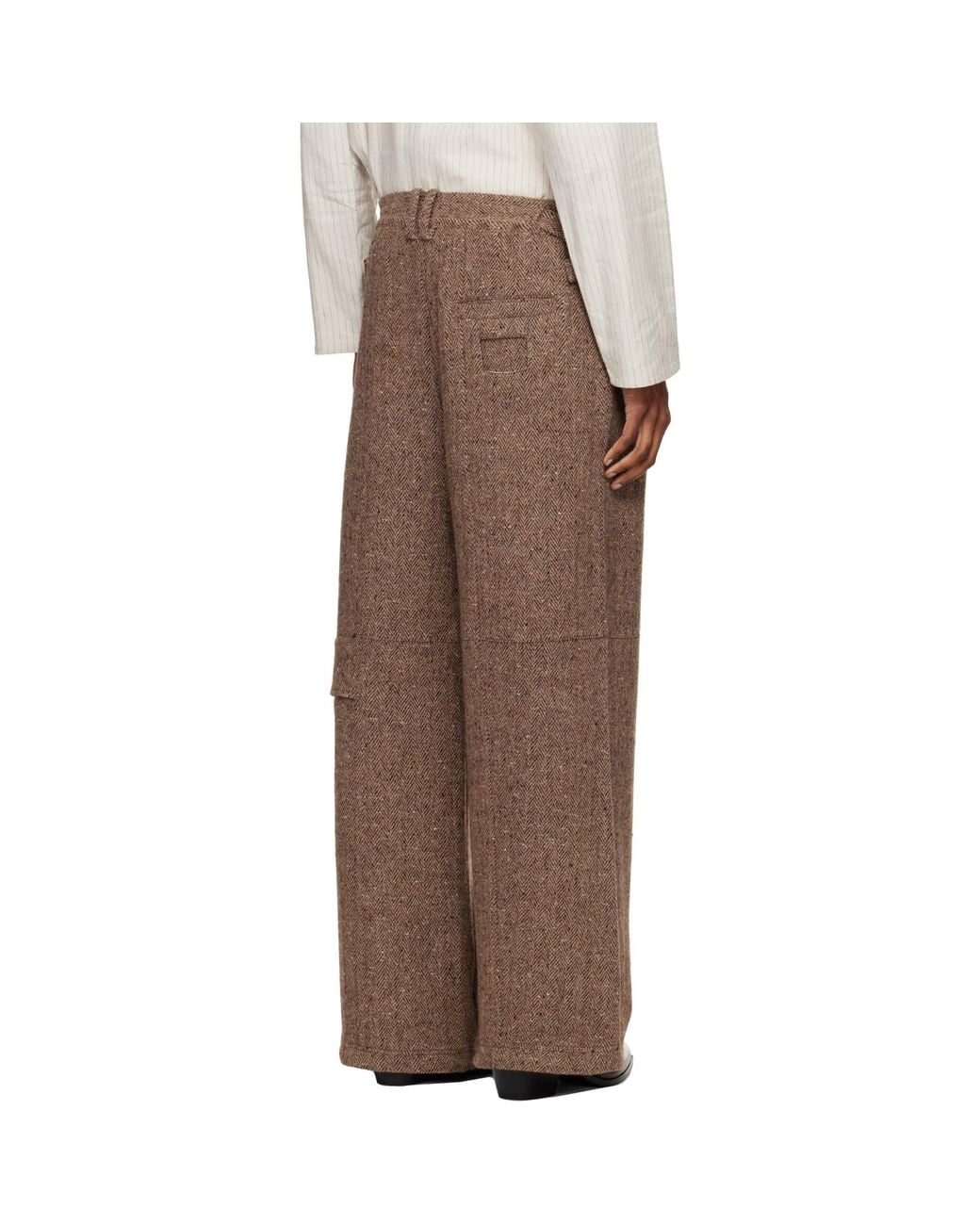 NULLUS Brown Draped Slide Cargo Pants for men