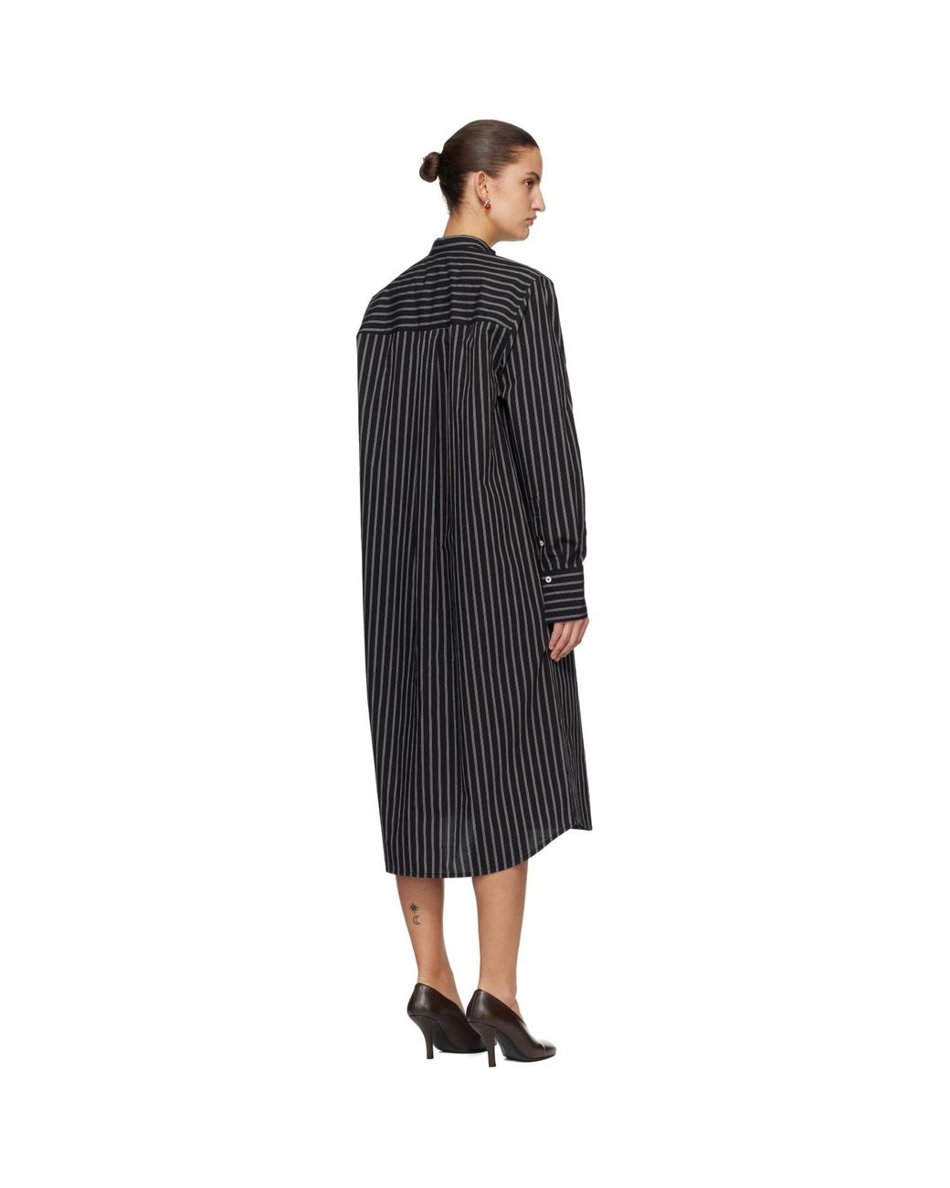 Totême Black Striped Summer Tunic Midi Dress