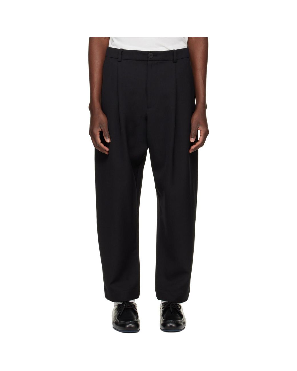 Studio Nicholson Black Tuck Pleated Trousers for men