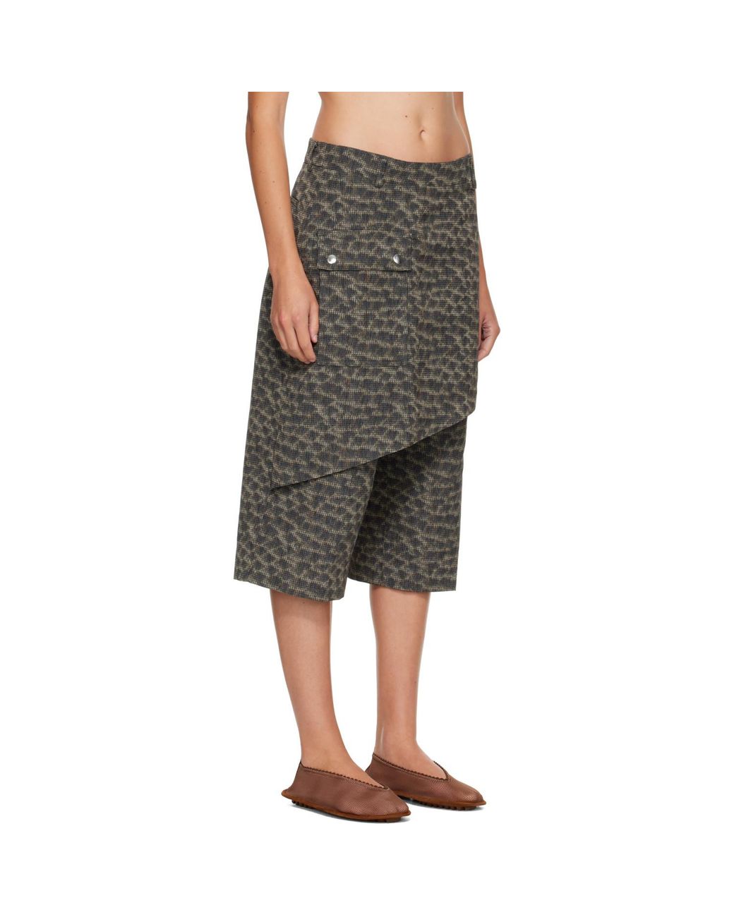 Kiko Kostadinov Gray Linnet Wrap Culottes Shorts