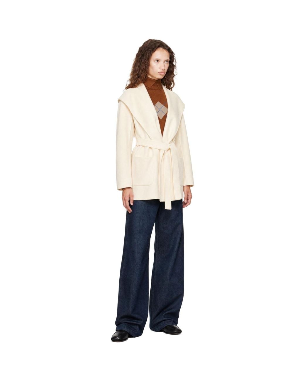 Mackage Natural Off- Paya-Z Wool Wrap Sash Belt Coat