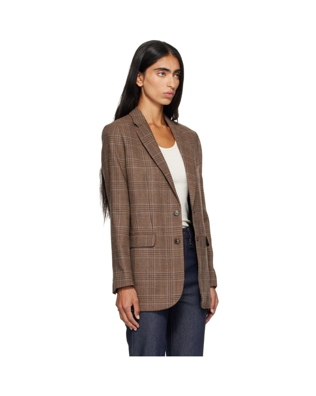 A.P.C. Brown Check Wool Blazer