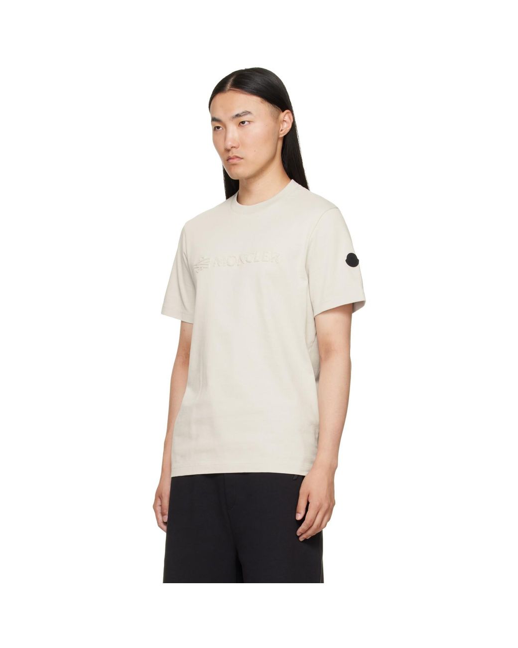 Moncler White Logo Cotton T-Shirt for men