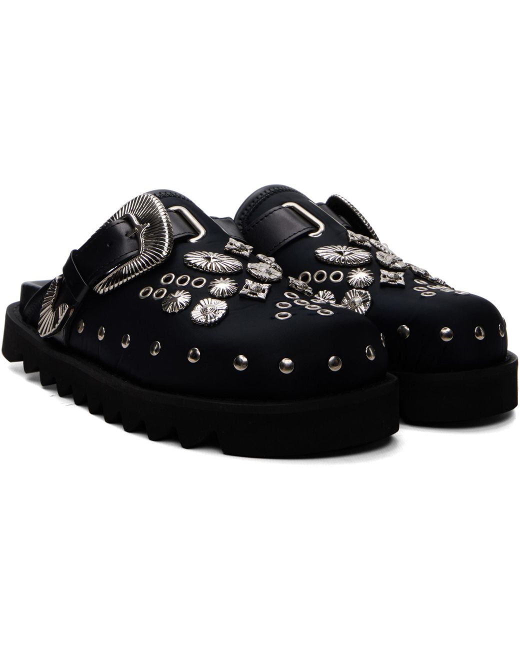 Toga Black Eyelet Metal Sabot Slip-On Loafers
