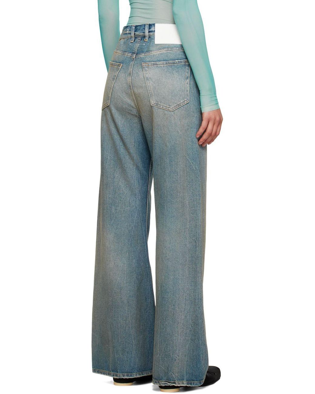 MM6 by Maison Martin Margiela Blue Flared Jeans in Black | Lyst