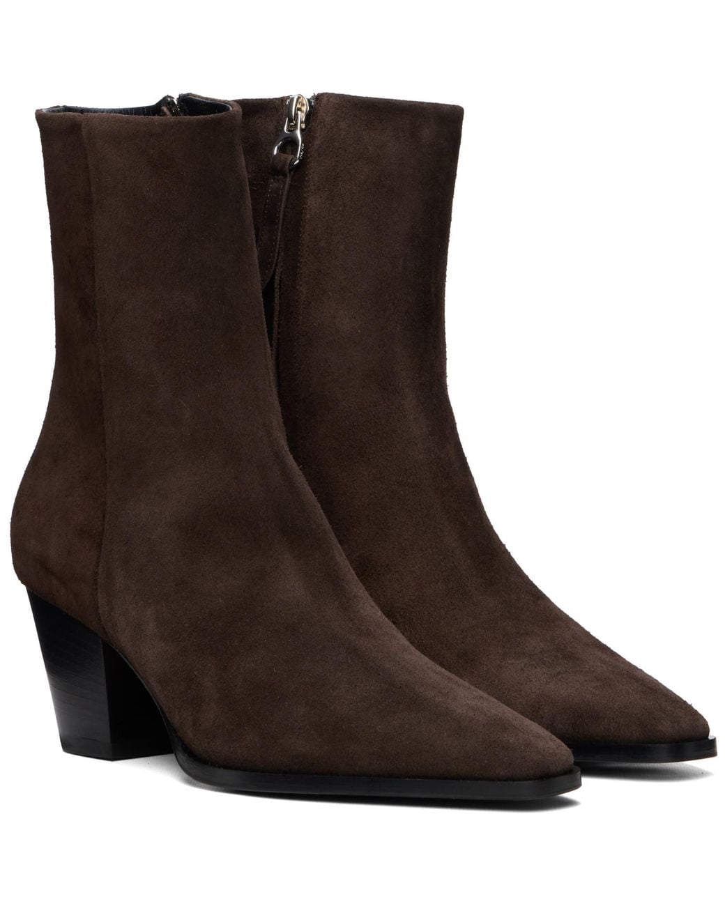 Aeyde Brown Hedvig Cow Suede Leather Boots
