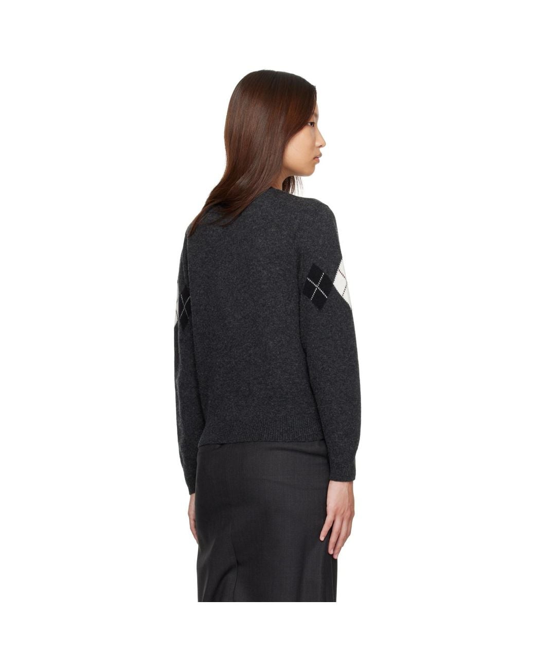 NOTHING WRITTEN Black Heritage Argyle Knit Cardigan