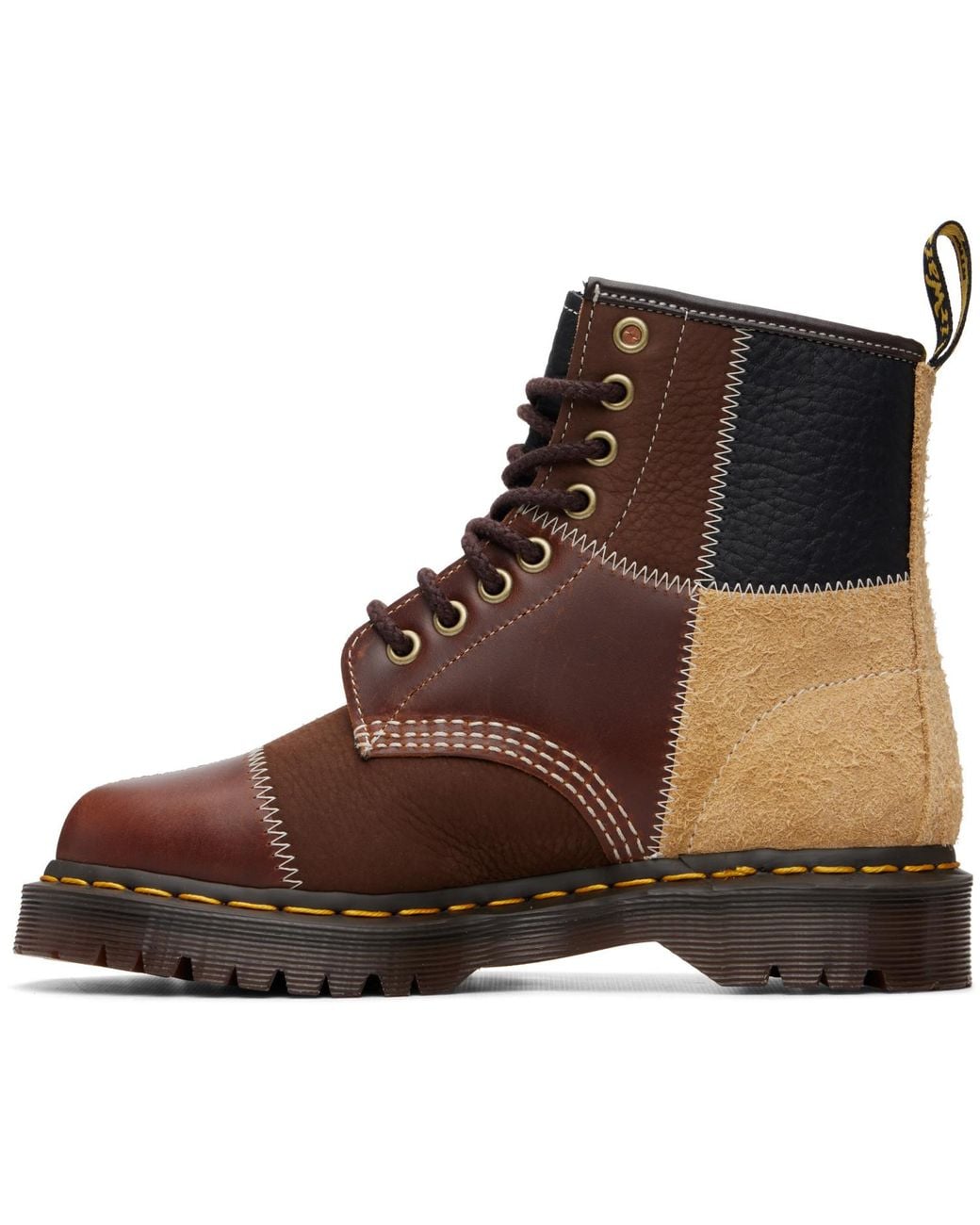 Dr. Martens Brown 1460 Patchwork 8 Eye Lace Up Boots for men