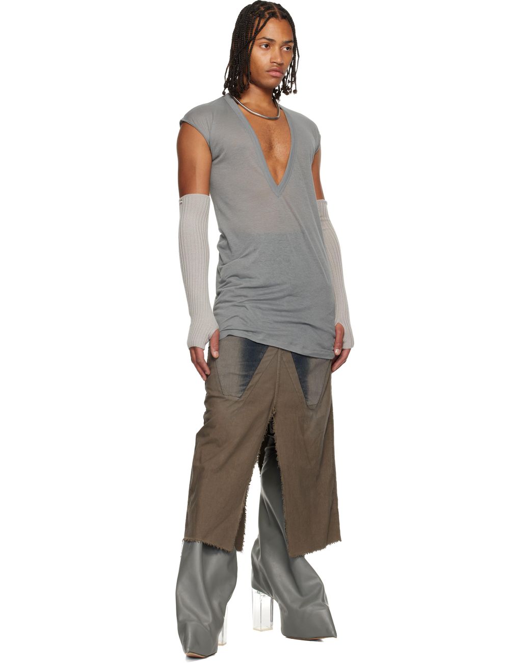 Rick Owens Concordians Long Slivered Denim Skirt for Men | Lyst