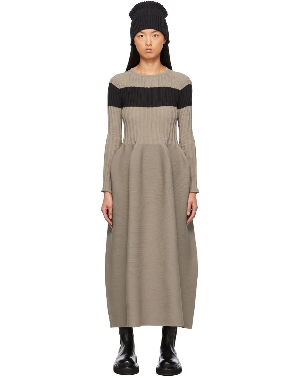 CFCL Taupe & Black Pottery Dress | Lyst