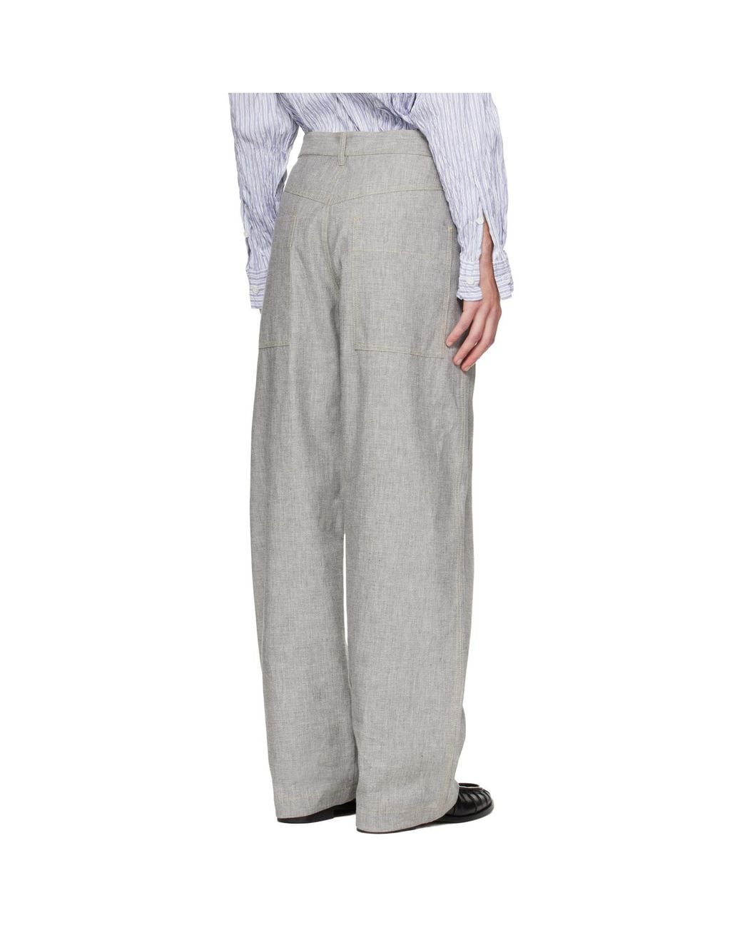 Bottega Veneta Gray Cotton Wide Leg Trousers for men