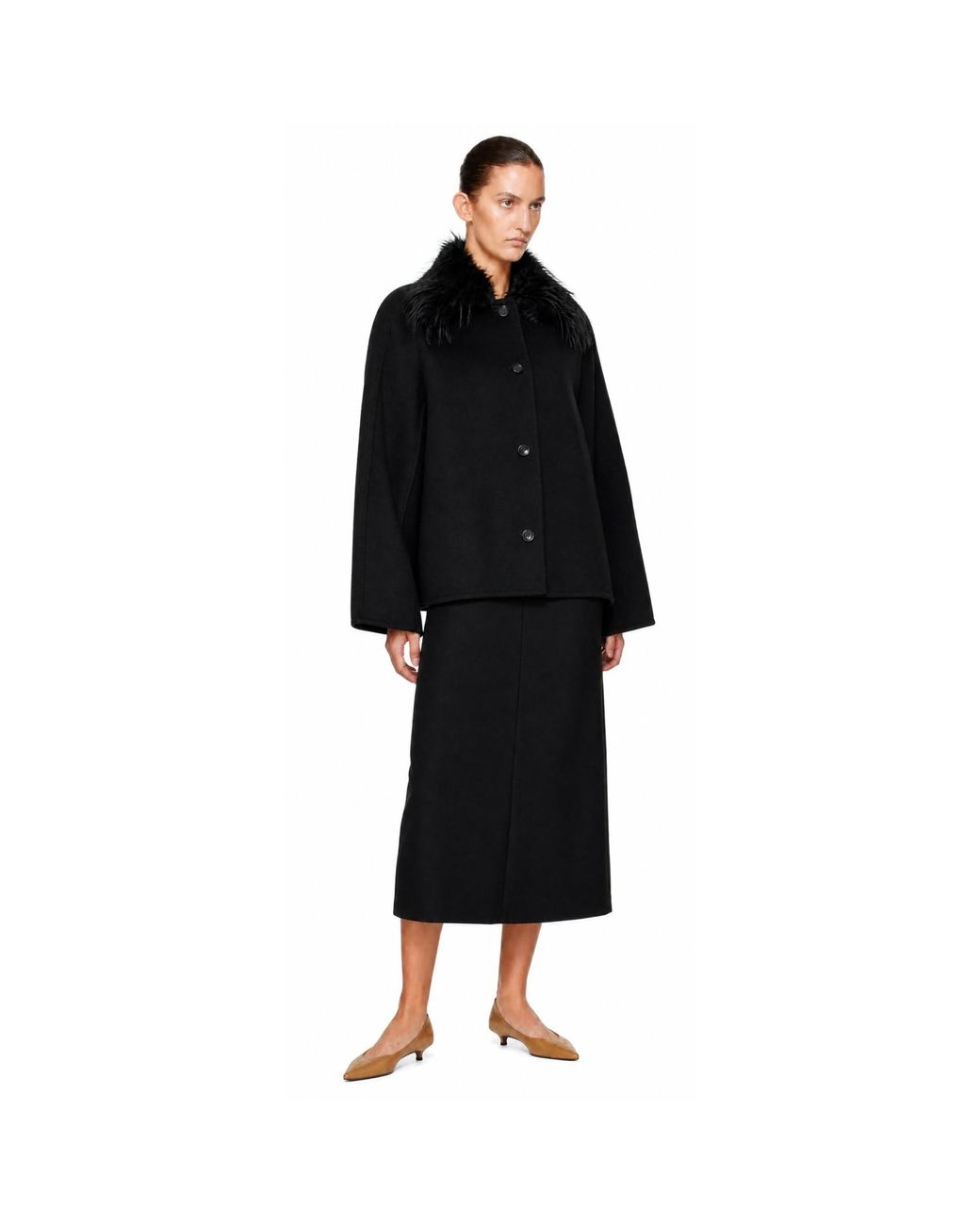 Loulou de Saison Black Rafe Detachable Faux-Fur Collar Jacket