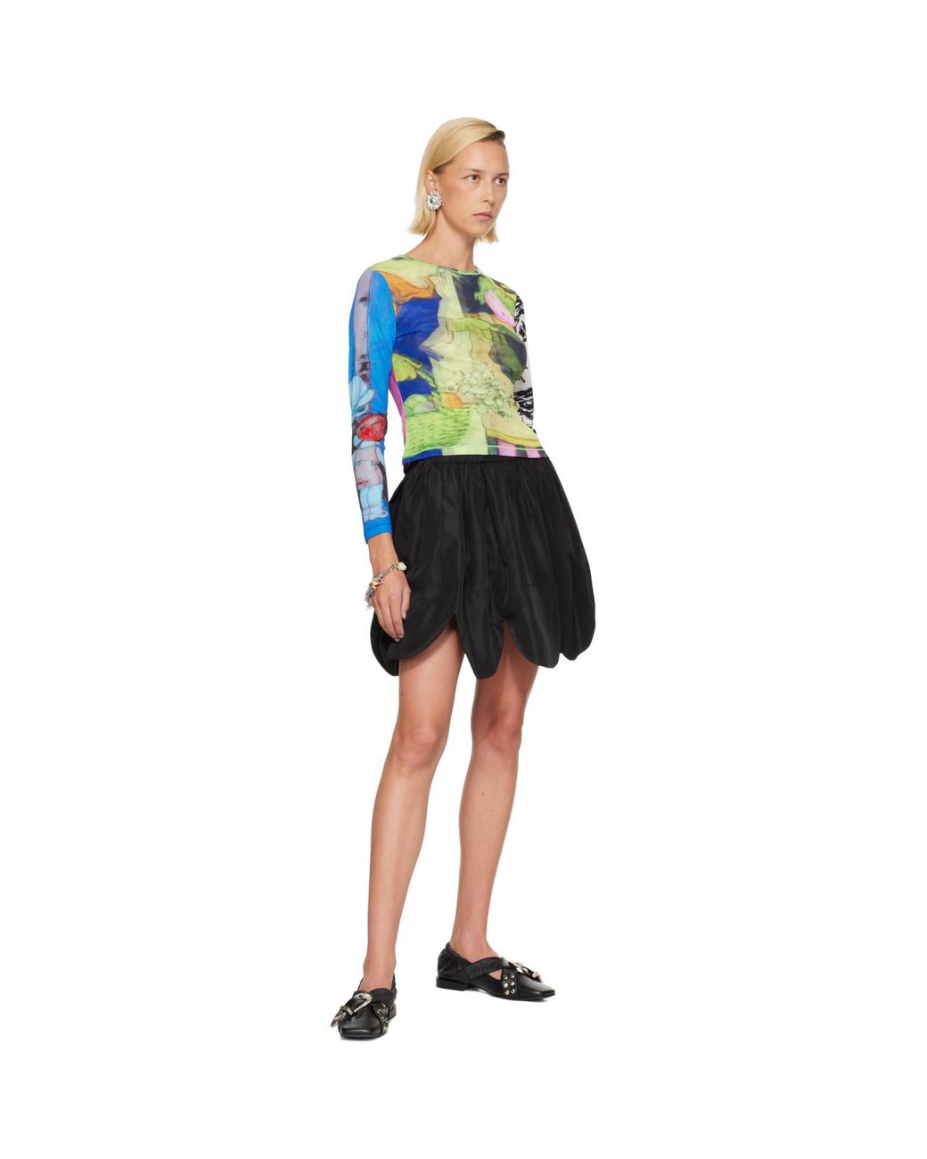 Chopova Lowena Green 'Who's There? Fitted Mesh T-Shirt
