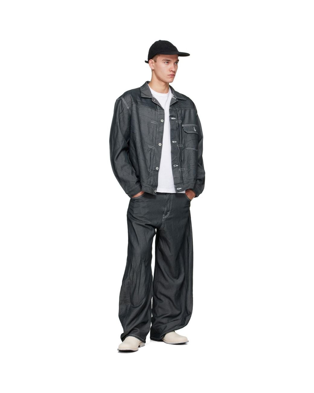 Comme des Garçons Gray Polyester Denim Jacket for men