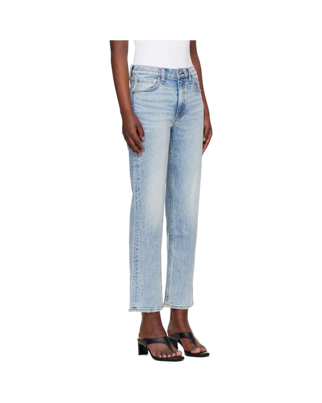 Rag & Bone Blue Harlow Ankle Straight Jeans