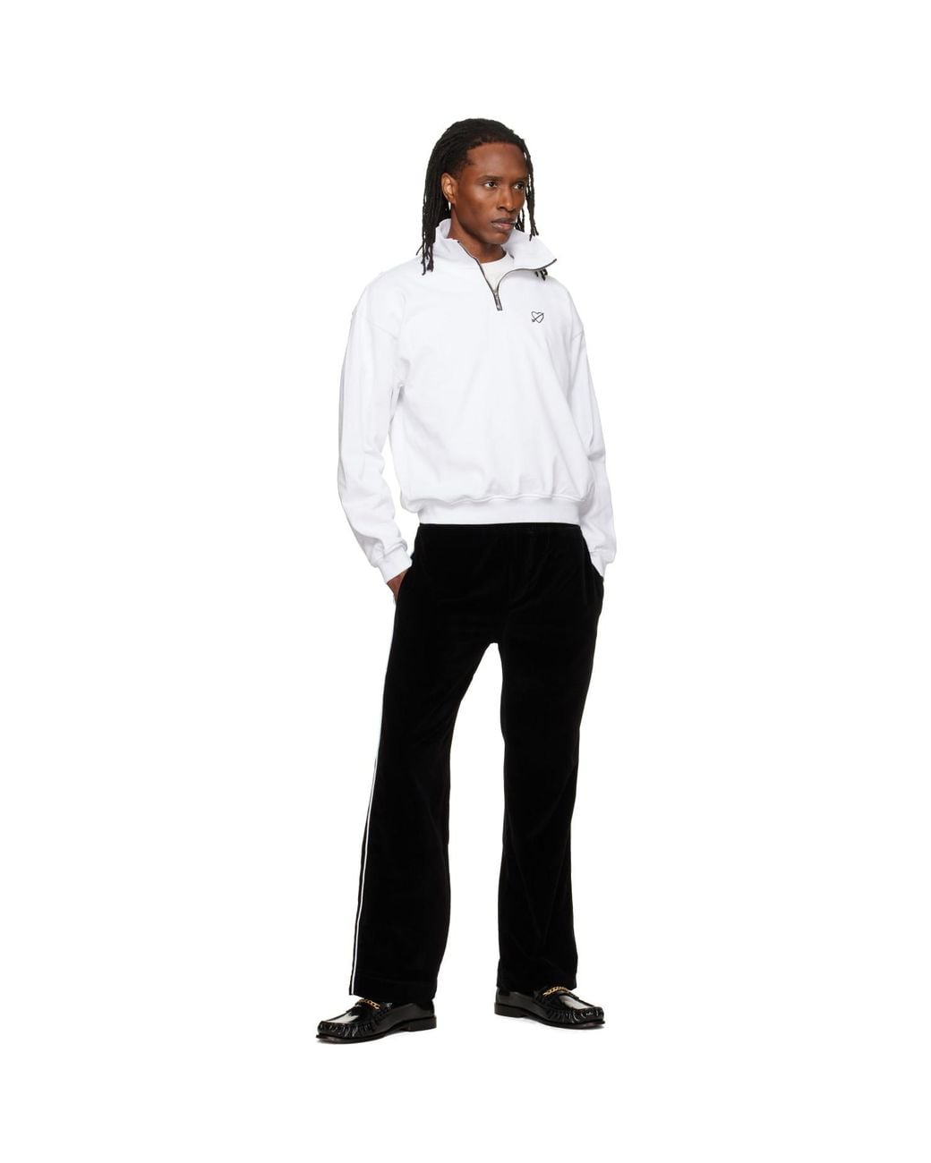 Ernest W. Baker White Ssense Exclusive Heart Half-Zip Sweatshirt for men