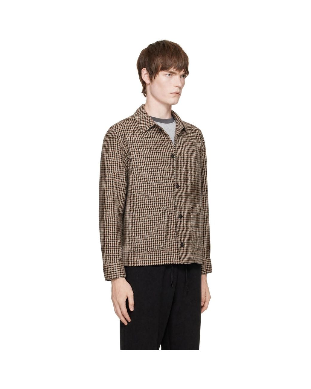 Boss Brown Relaxed-Fit Wool-Blend Vichy Check Jacket for men