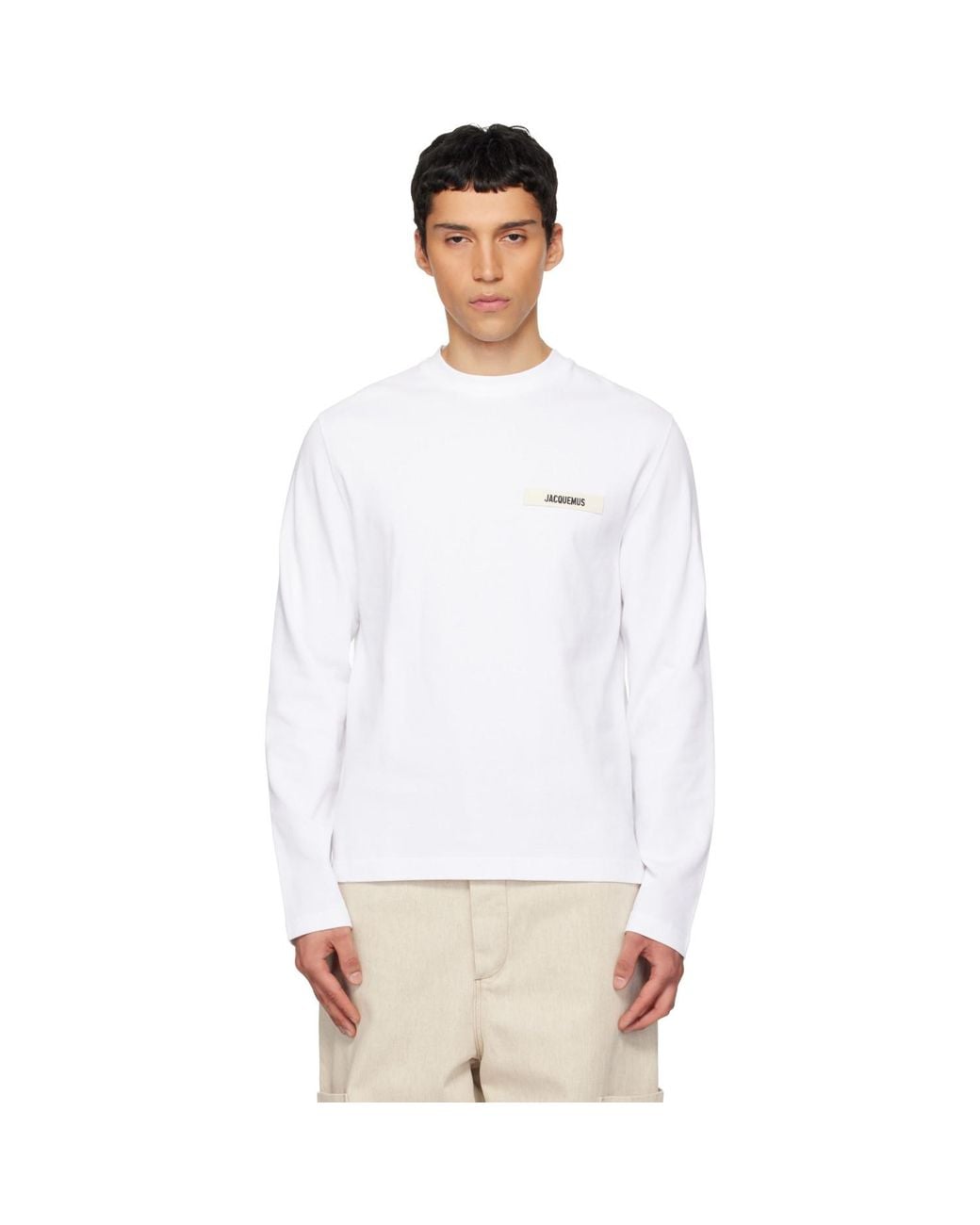 Jacquemus White 'The Gros Grain Long-Sleeve' T-Shirt for men