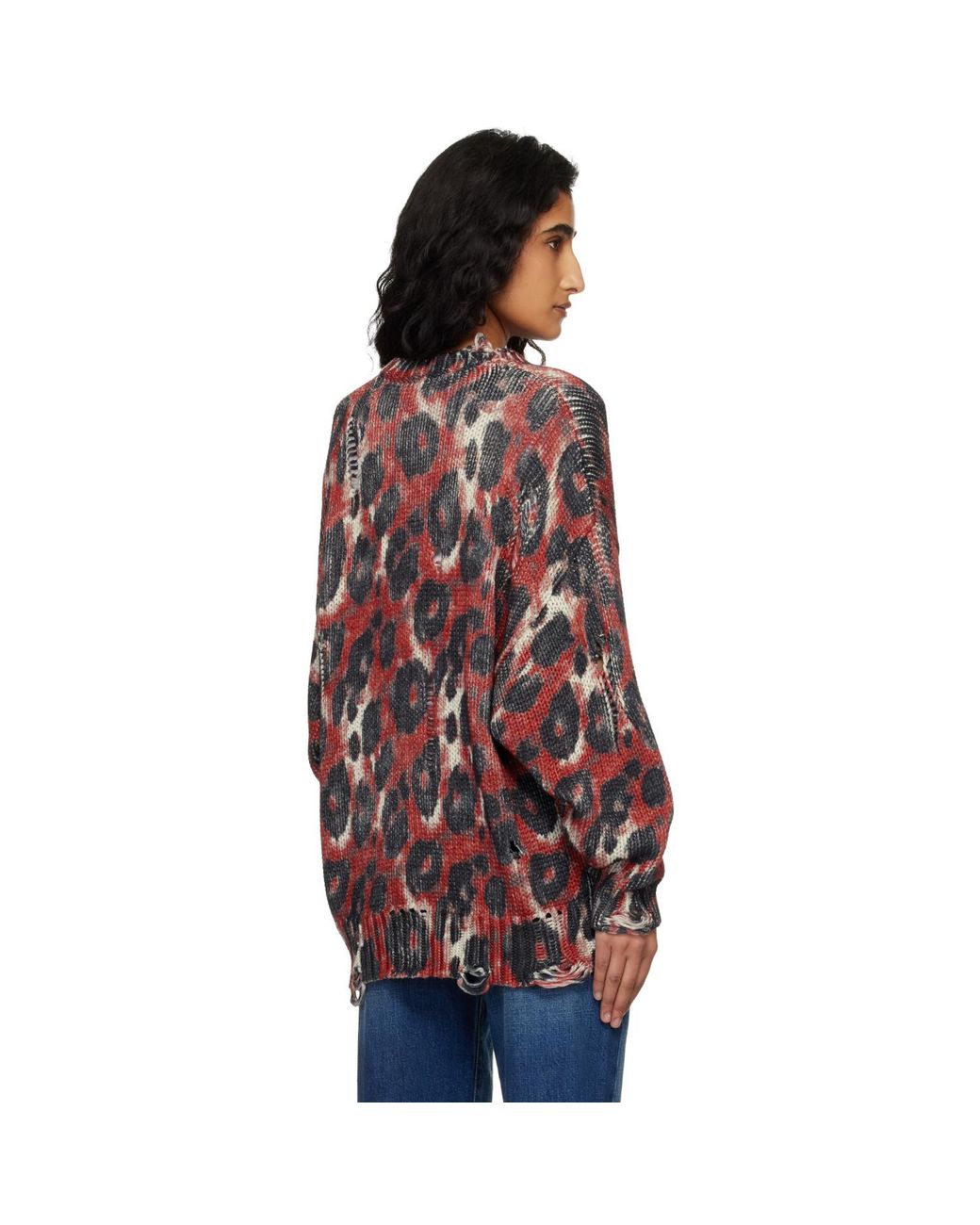 R13 Red Printed Oversized Sweater